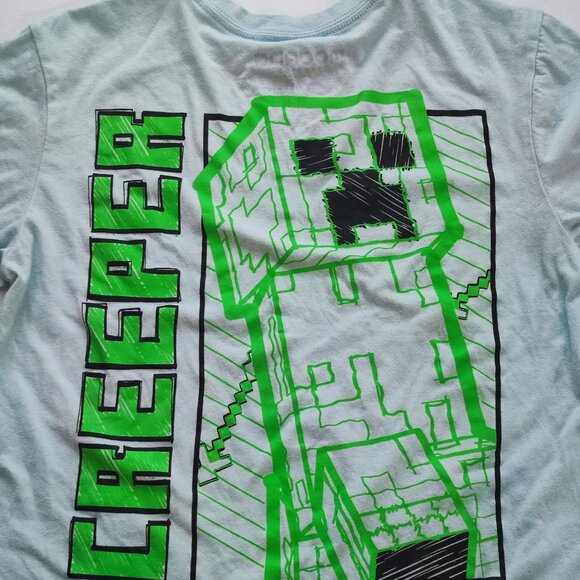 Mojang Minecraft short sleeve T-shirt greenish white boys size XL (14-16) - Picture 4 of 8